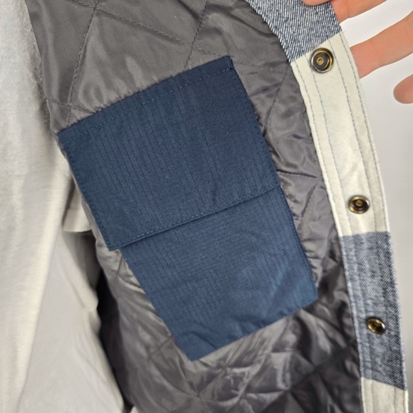 CAT Caterpillar Block Insulated Shirt Jacket Dark Marine Blue Workwear Mens L - Picture 7 of 11